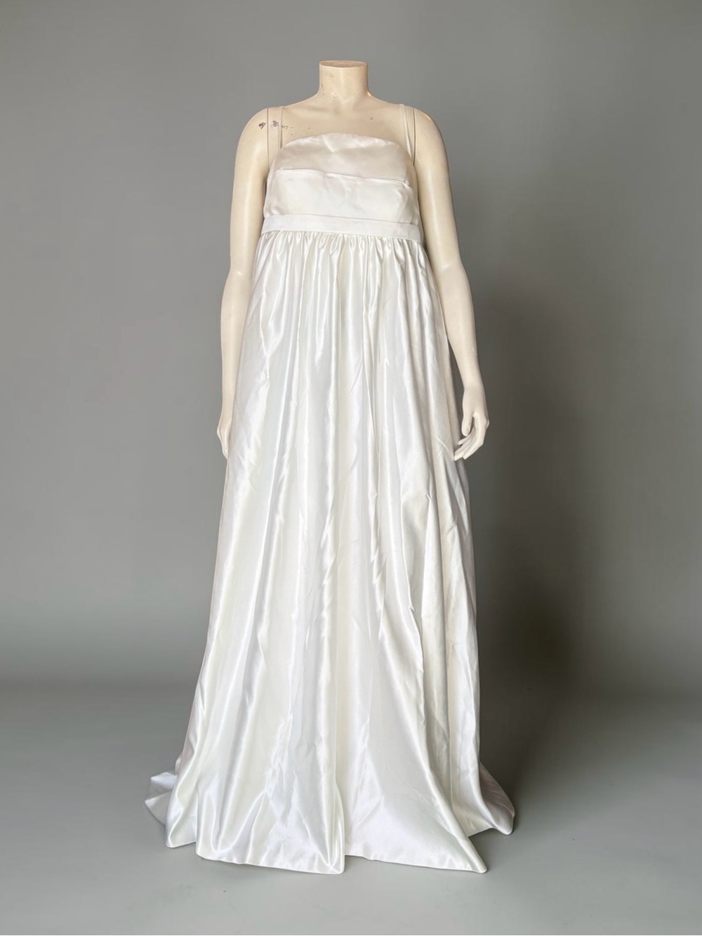 Vintage White Empire Waist Satin Wedding Dress